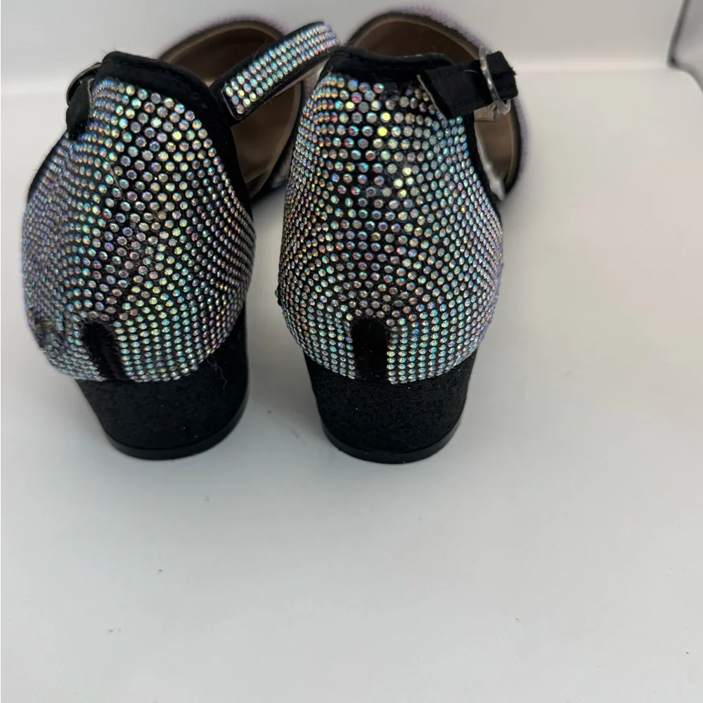 Badgley Mischka Big Girls Size 6 Studded Block Heel Dress‎ Shoe Silver Sparkle